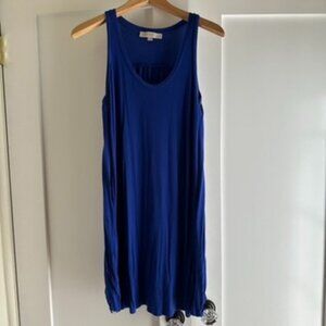 Loft Mixed Media Sleeveless Swing Dress in Cineraria Blue